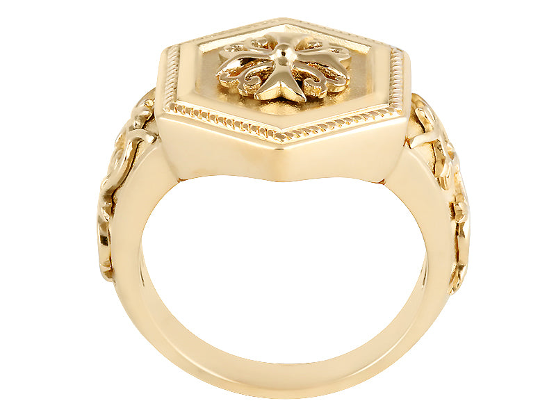 22K Yellow Gold Hexagon Shield Ring