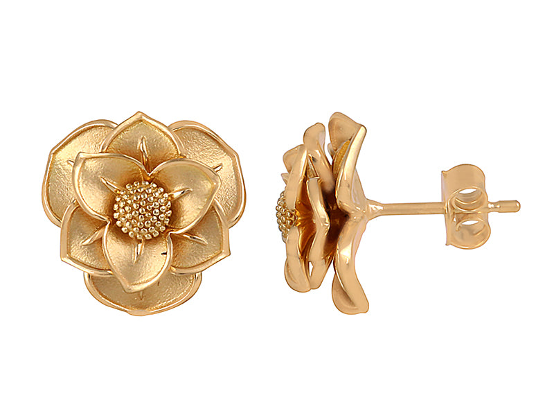 22K Yellow Gold Lotus Flower Earring