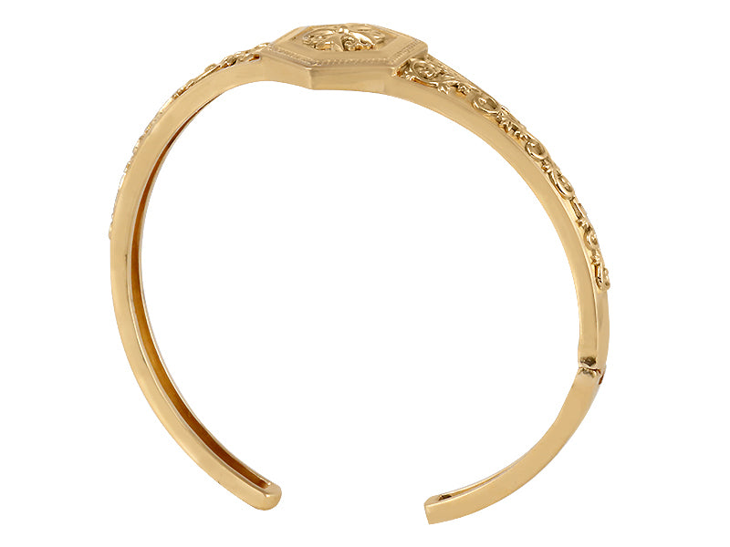 22K Yellow Gold Hexagon Hinged Cuff Bangle