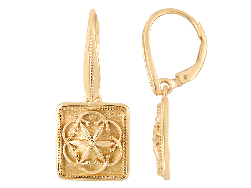 22K Yellow Gold Rectangular Earrings