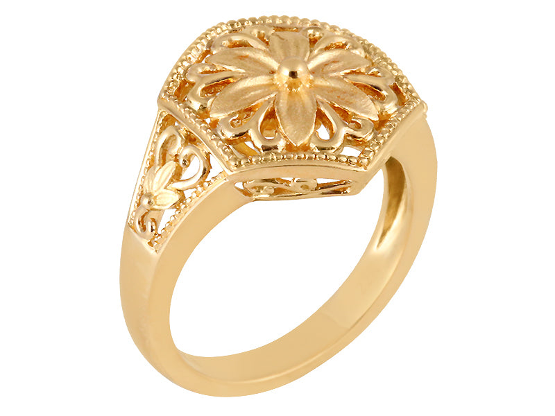 22K Yellow Gold Lily Flower Cut-out Ring