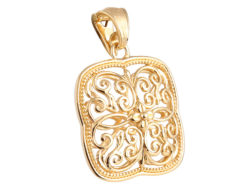 22K Yellow Gold Clover Cut Pendant