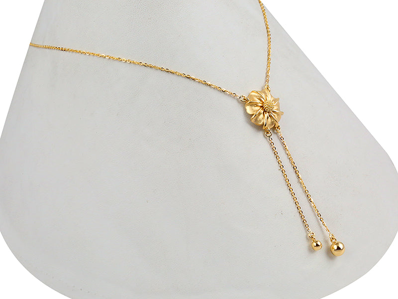22K YG Daisy Flower Lariat Necklace