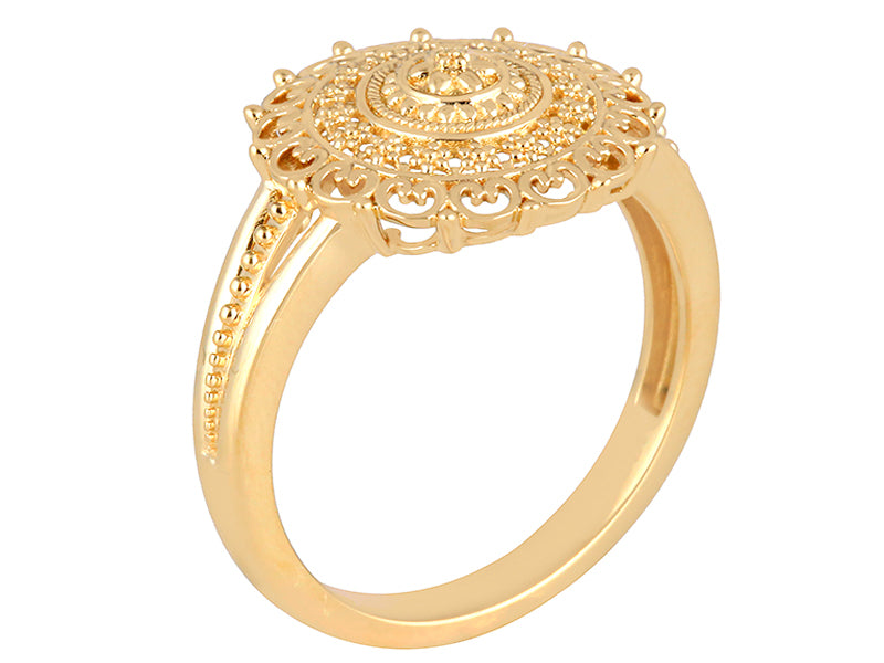 22K Yellow Gold Sun Shaped Medallion Ring