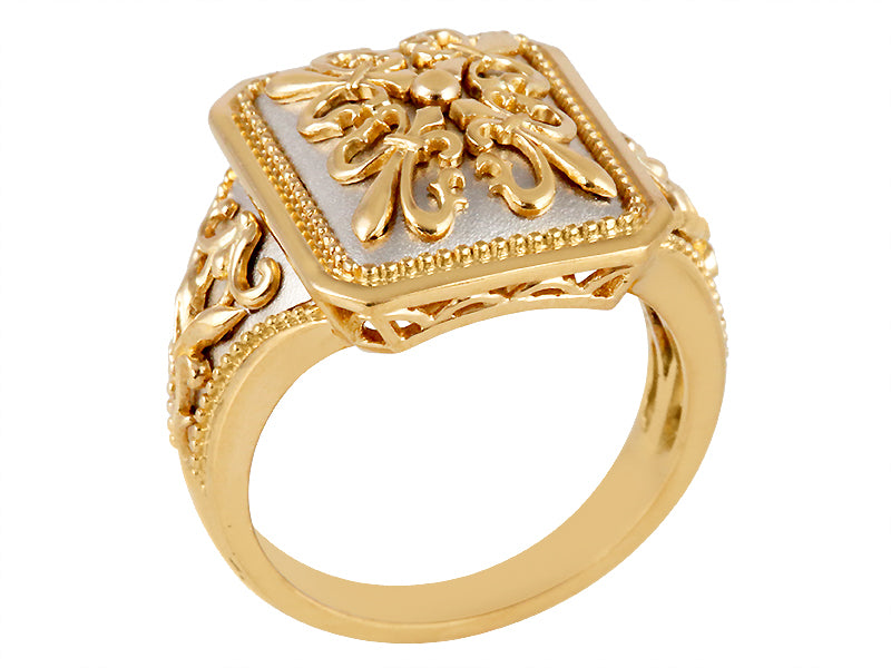 22K Two-Tone Gold Fleur De Lis Ring
